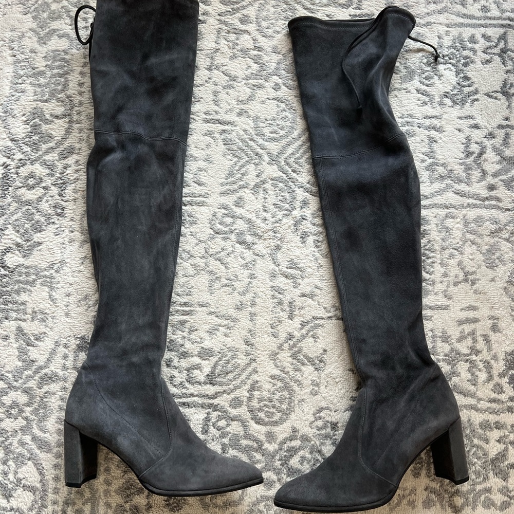 Stuart Weitzman Tieland Gray Over The Knee Heeled Boots size 9